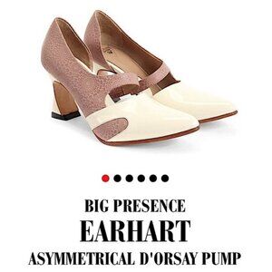 John Fluevog Two-Tone Cream and Dusty Rose Asymmetrical pumps